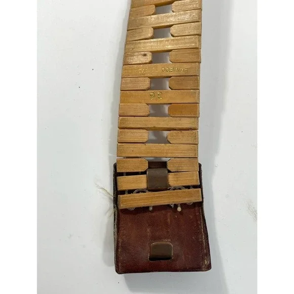 Vintage wooden bamboo leather buckle - Picture 3 of 6